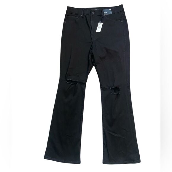 Express Denim - Express Women’s Black Boot Cut Jeans with Knee Rips